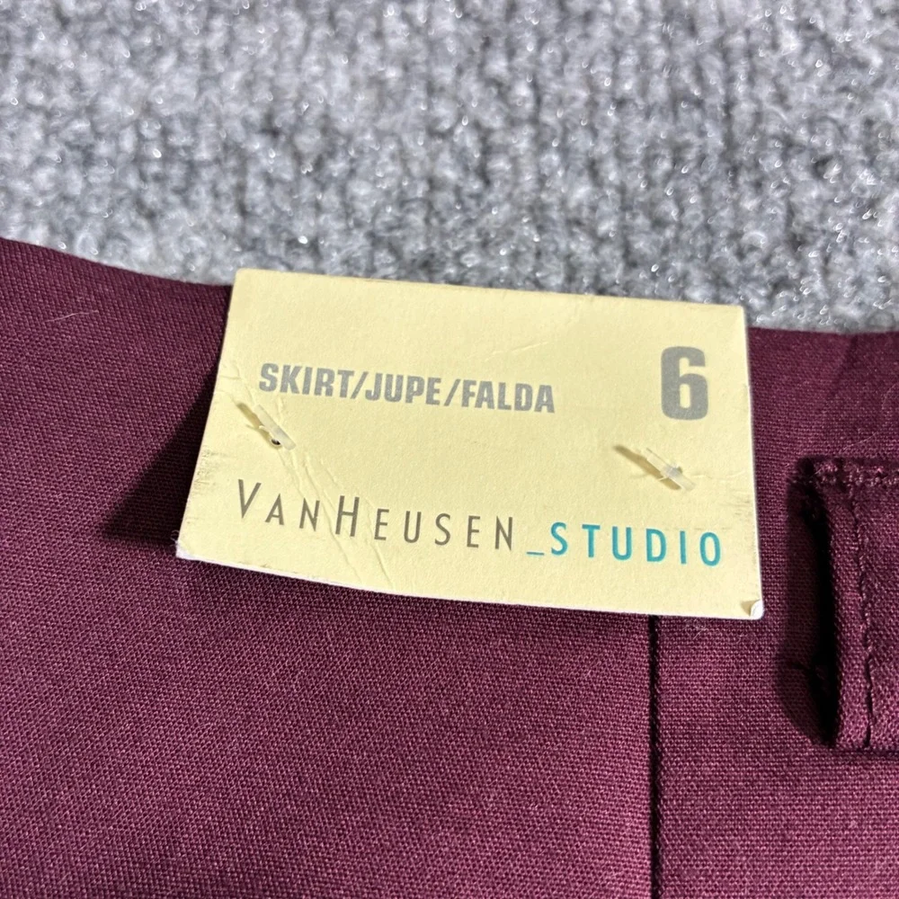 Van Heusen Studio Pencil Skirt Womens 6‎ Burgundy NEW Stretch Cotton